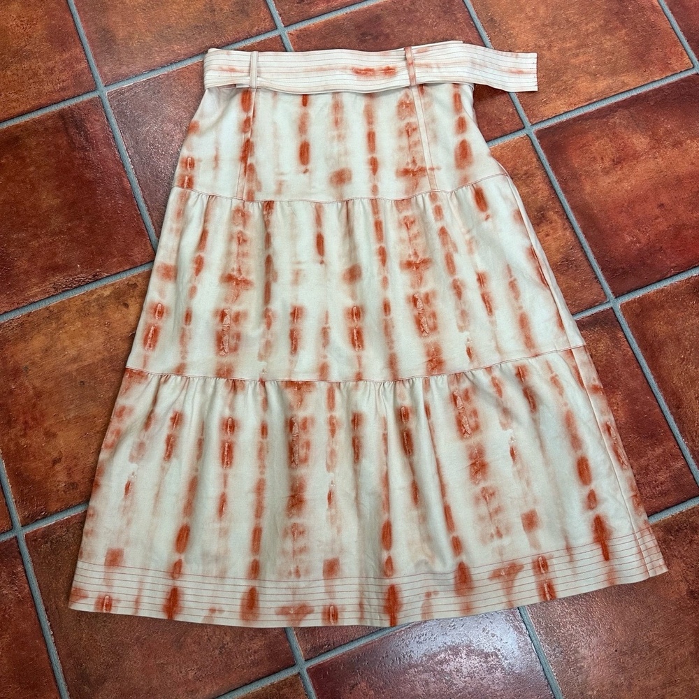 Marie Oliver Belted Tie-Dye Tiered Maxi Skirt Size 6